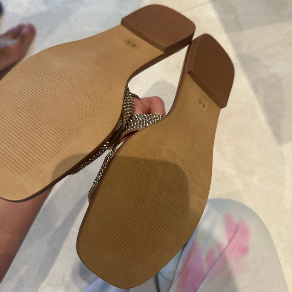 Steve Madden Women's Sparkling Rhinestone Sandals - Silver and Tan - Picture 2 of 2